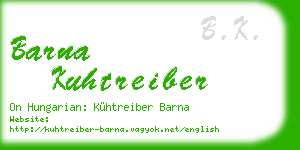 barna kuhtreiber business card