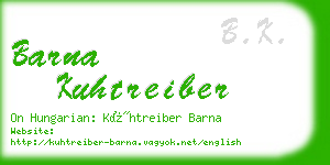 barna kuhtreiber business card